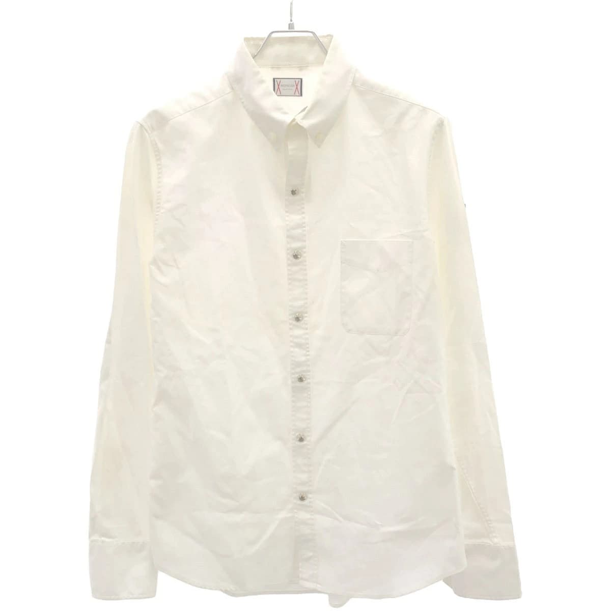 MONCLER モンクレールガムブルー CAMICIA ロゴワッペンコットンドレスシャツ