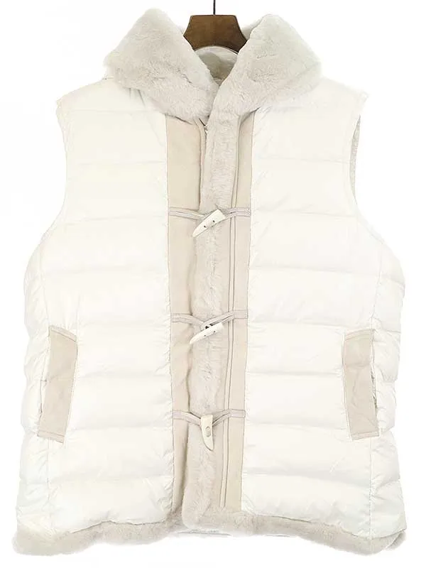 1piu1uguale3 ウノピゥウノウグァーレトレ×エンメティ DUFFLE VEST ムートンダウンコンビベスト