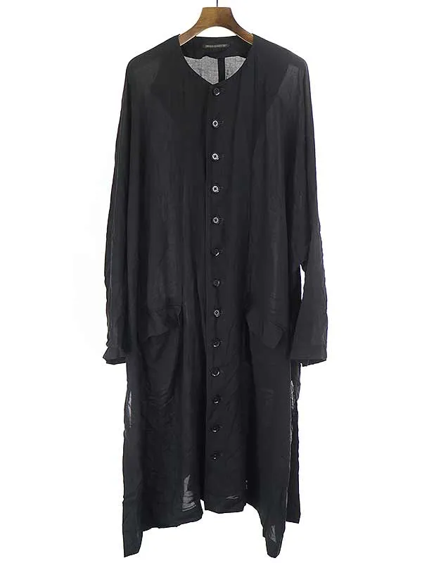 Yohji Yamamoto ヨウジヤマモトプールオム 15SS ノーカラーテンセルロングシャツコート