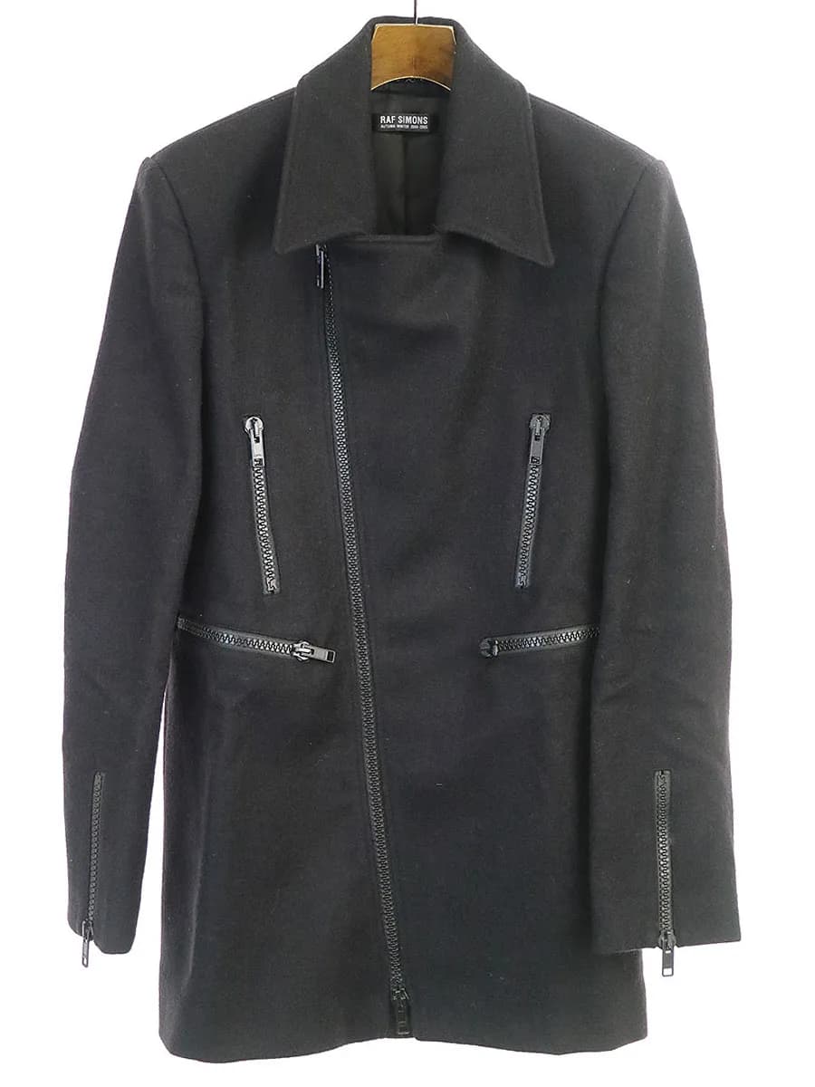 RAF SIMONS ラフシモンズ 04AW WAVES期 ウールメルトンライダースコート