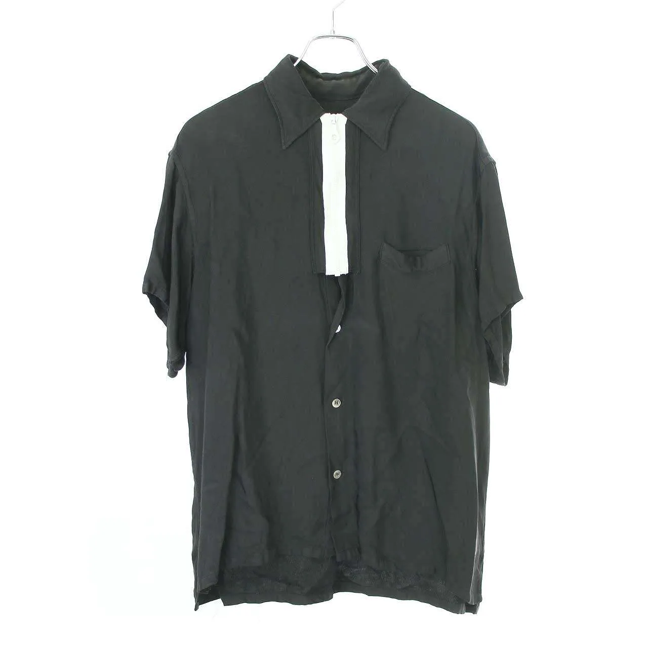 Yohji Yamamoto ヨウジヤマモト プールオム 1995AW ハーフジップ ショートスリーブレーヨンシャツ HE-B35-814