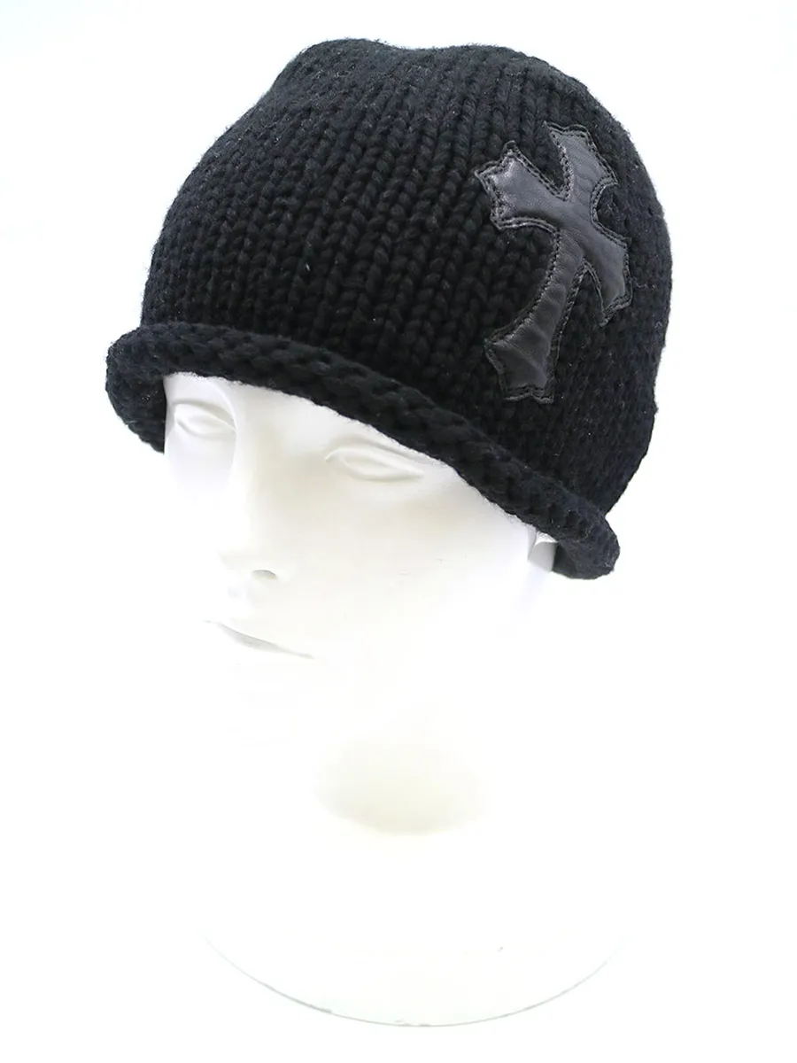 CHROME HEARTS クロムハーツ セメタリークロスパッチカシミヤニットビーニー クロスボール ニットキャップ