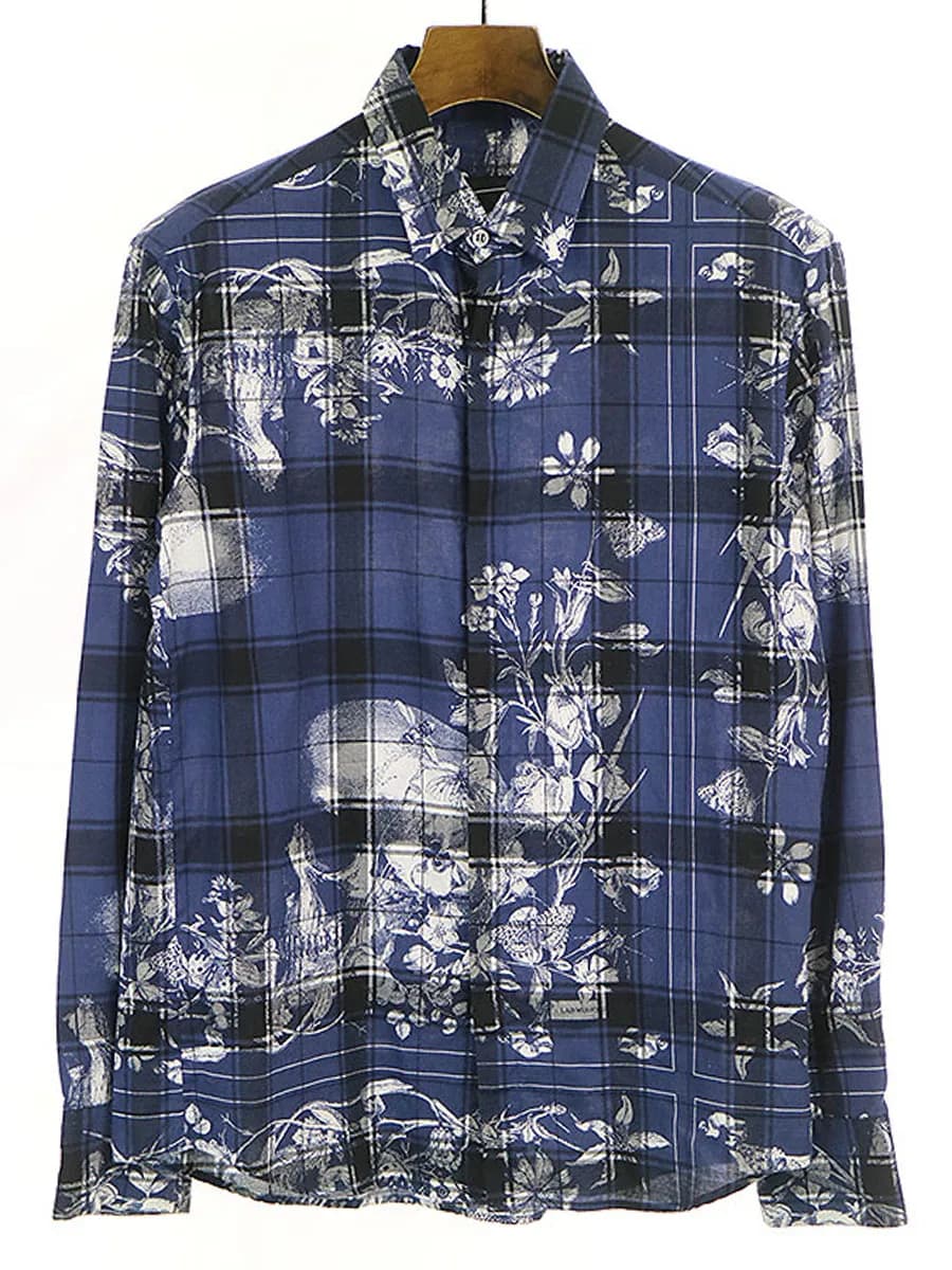 LAD MUSICIAN ラッドミュージシャン 15AW スカルフラワー比翼シャツ