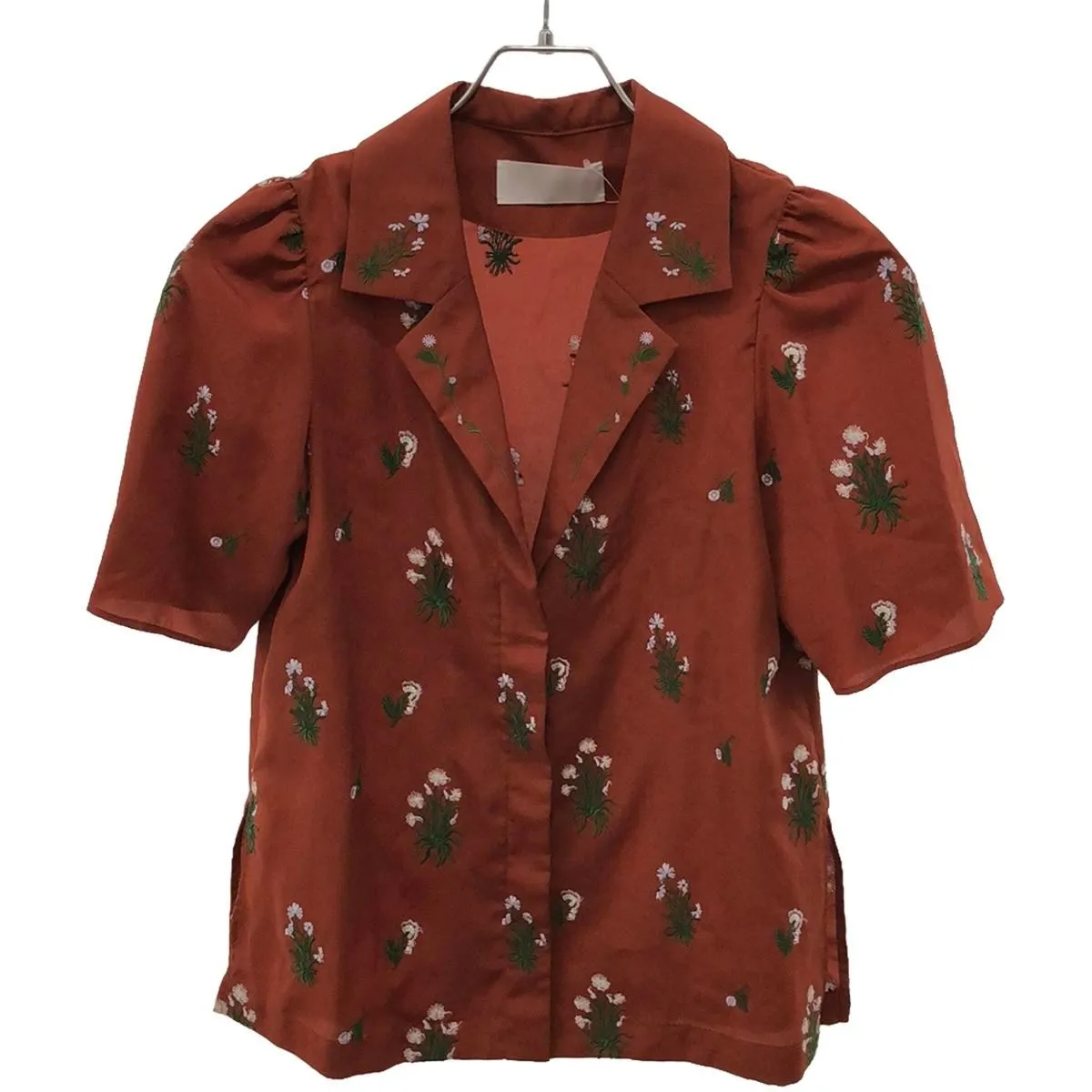 Mame Kurogouchi マメ クロゴウチ 18SS Pedicel Embroidery Open-Necked Shirt フローラルエンブロイダリーオープンカラーシャツ
