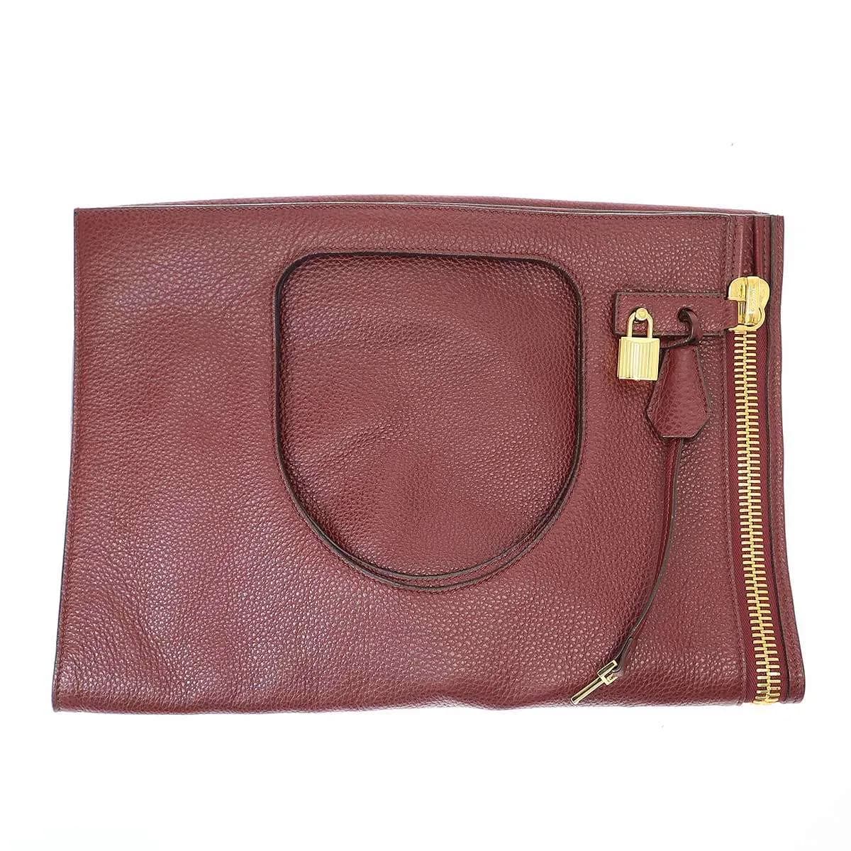 TOM FORD トム フォード ALIX アリックスサイドジップレザークラッチバッグ