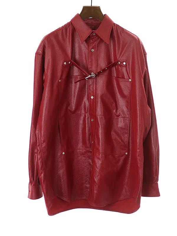 JOHN LAWRENCE SULLIVAN ジョン ローレンス サリバン 20AW FRONT SIDE BELTED SHIRTS ベルテッドフェイクレザーシャツ