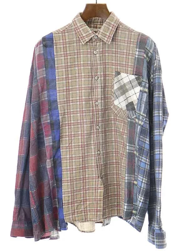 NEEDLES リビルドバイニードルズ 22AW コーティング パッチワークフランネルシャツ