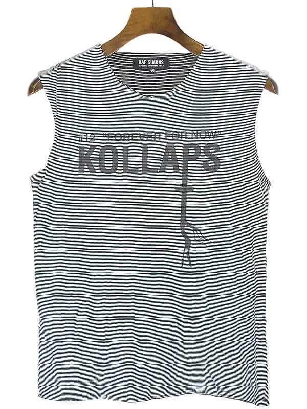 RAF SIMONS ラフシモンズ 02SS テロ期 KOLLAPS ボーダーノースリーブカットソー
