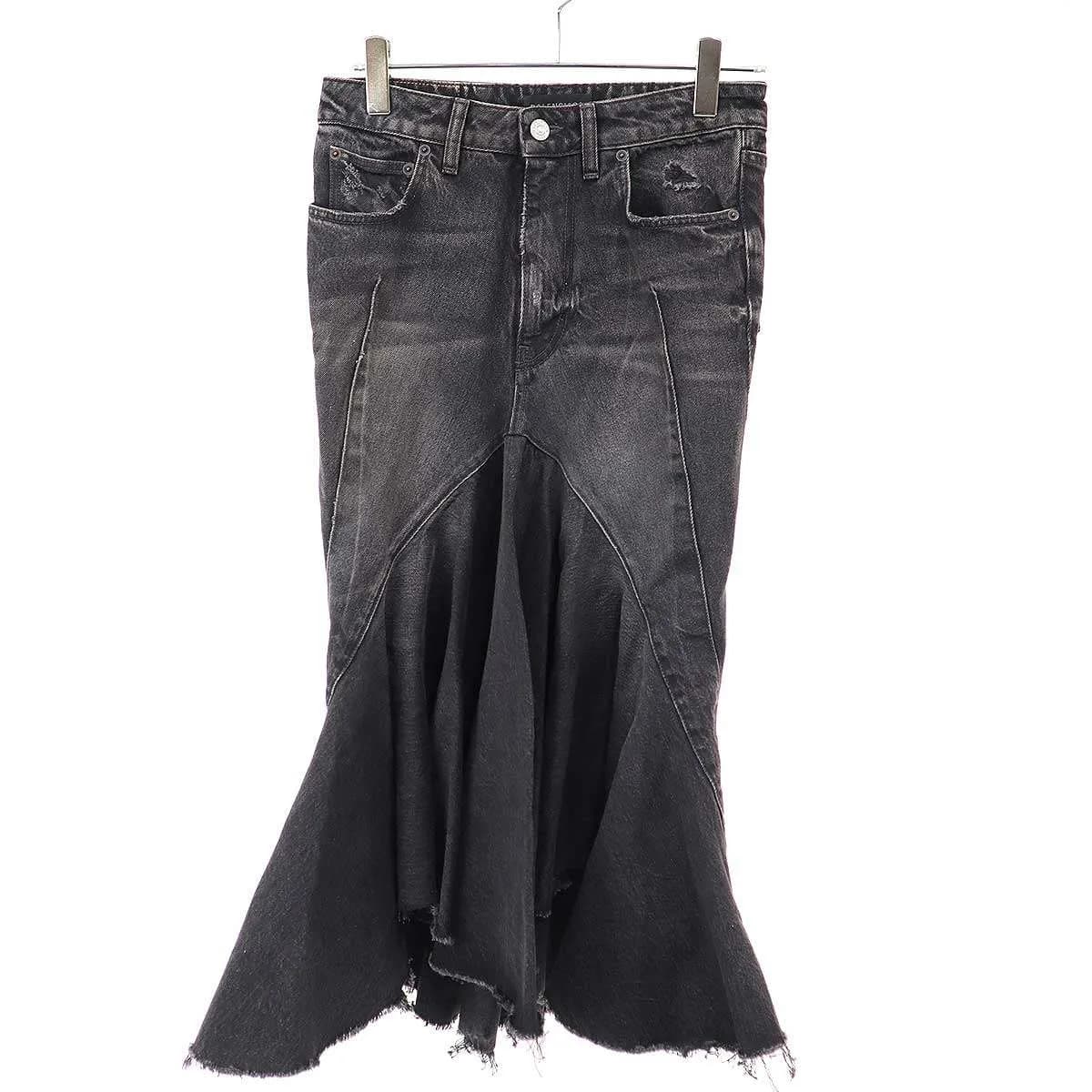 BALENCIAGA バレンシアガ マーメイドダメージデニムスカート 719298 TBP47