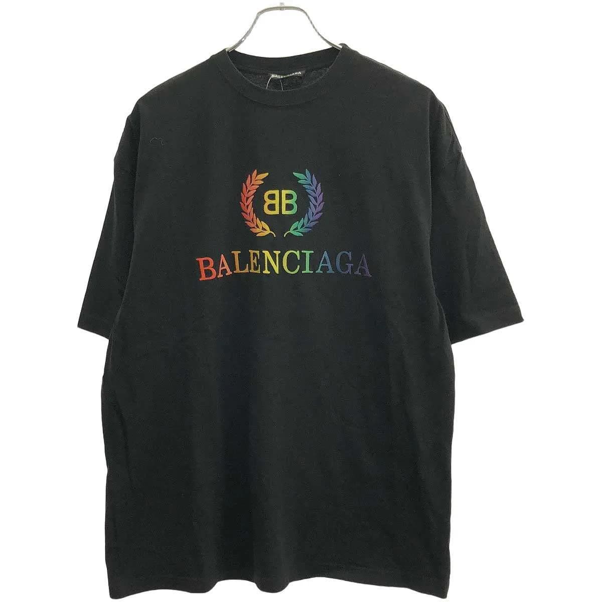 BALENCIAGA バレンシアガ BBレインボーロゴ刺繍Tシャツ 570805 TEV53