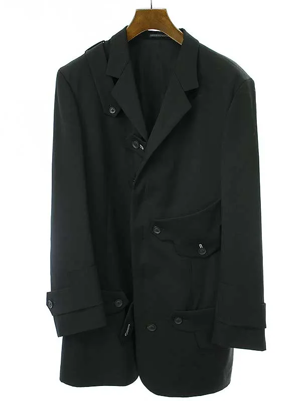Yohji Yamamoto ヨウジヤマモト プールオム 20SS ウールギャバジンタブフラップジャケット