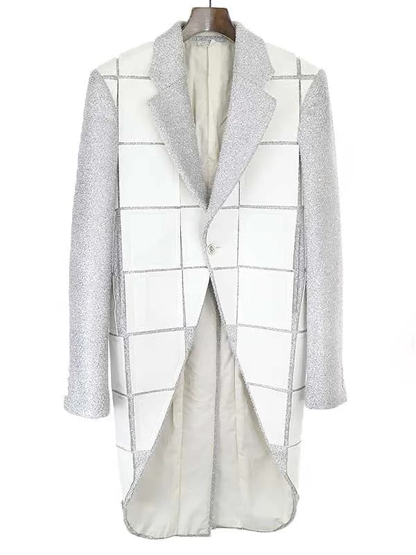 COMME des GARCONS コムデギャルソン オム プリュス 18AW White Shock LOOK15 フェイクレザーパッチロングジャケット
