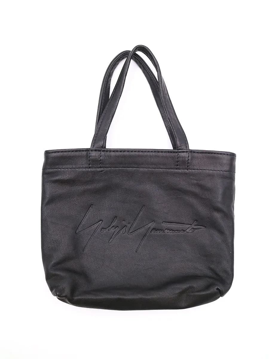 Yohji Yamamoto ヨウジヤマモト ノベルティ シグネチャーロゴエンボスレザーミニトートバッグ