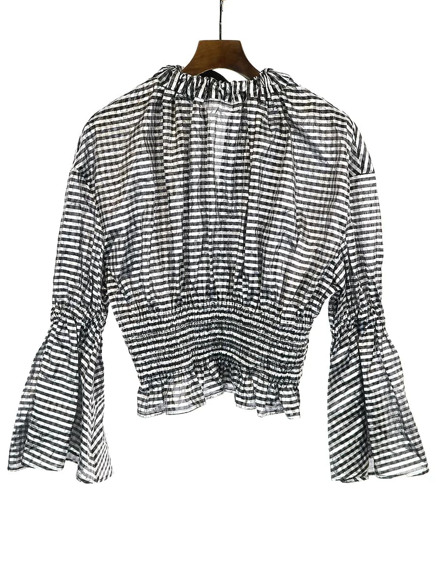 noir kei ninomiya ノワール ケイ ニノミヤ 19SS ギンガムチェック柄パフスリーブブラウス
