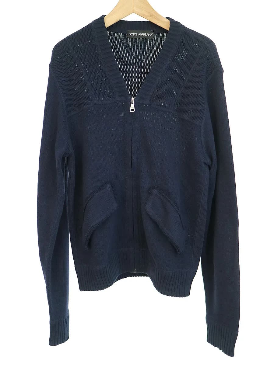 DOLCE&GABBANA ドルチェ&ガッバーナ ノーカラージップアップニットカーディガン