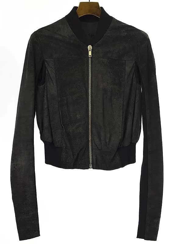 Rick Owens リックオウエンス リブ切替デストロイレザーブルゾン