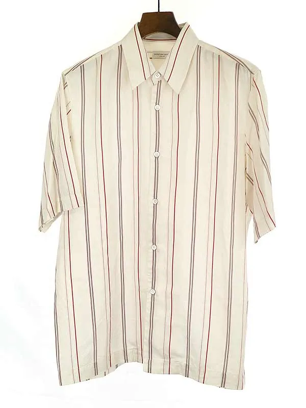 DRIES VAN NOTEN ドリスヴァンノッテン 20SS コットンリヨセルストライプショートスリーブシャツ