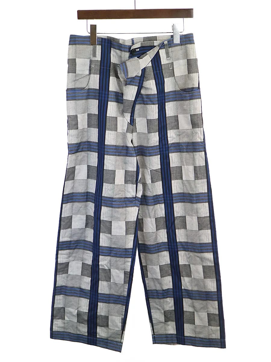 FACETASM ファセッタズム 20SS CHECK PIRATE PANTS コットンワイドパンツ