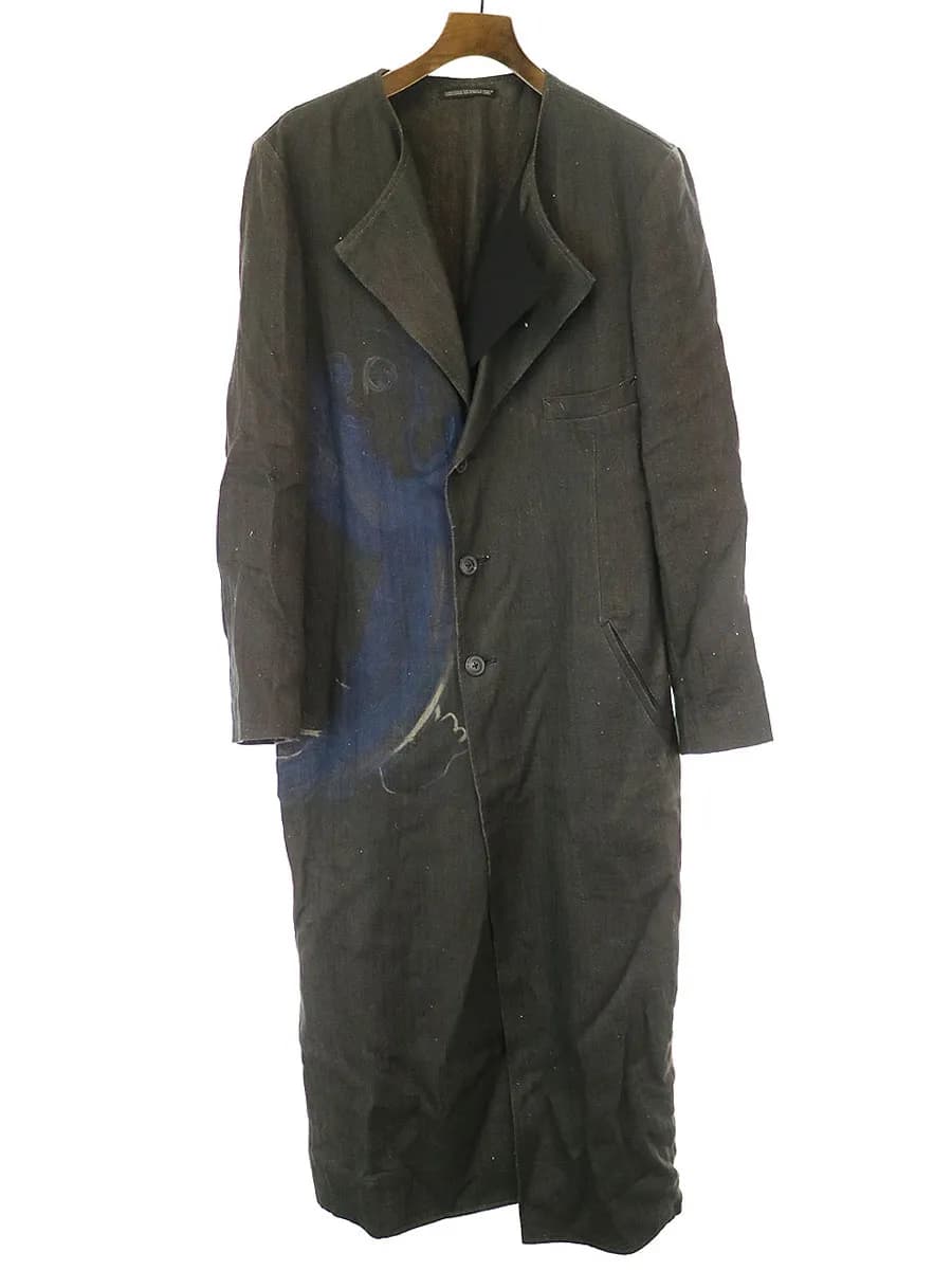 Yohji Yamamoto ヨウジヤマモト プールオム 20SS LOOK1 二重前ロングリネンドレス ロングコート