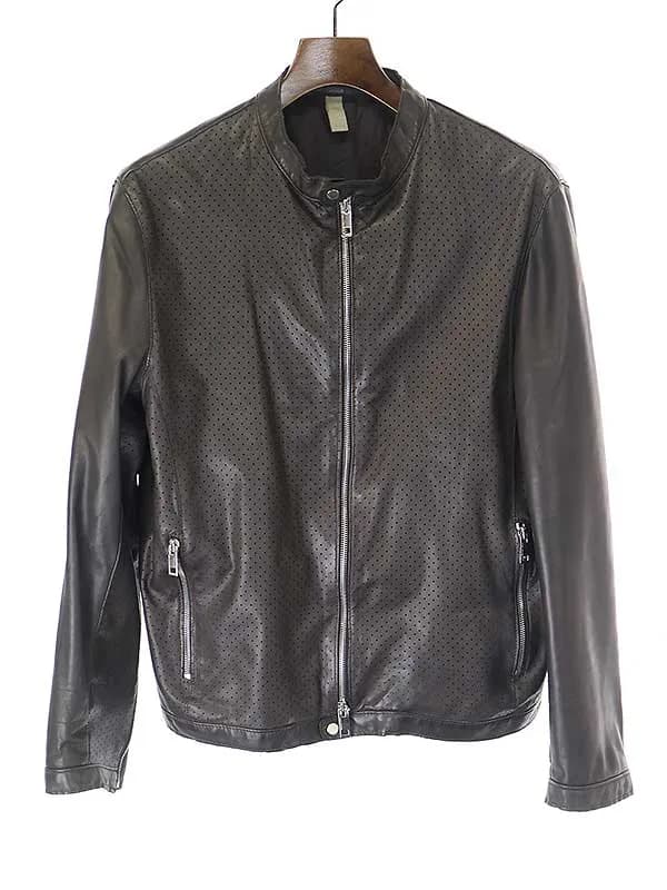 TAGLIATORE タリアトーレ 19SS OLIVER パンチングラムレザーシングルライダースジャケット