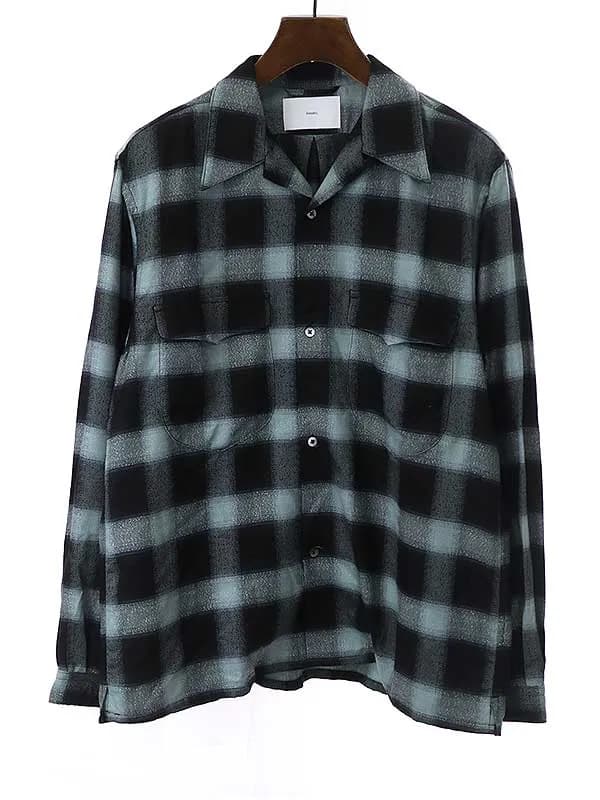 SUGARHILL シュガーヒル 23SS OMBRE PLAID OPEN COLLAR BLOUSE オープンカラーチェックシャツ