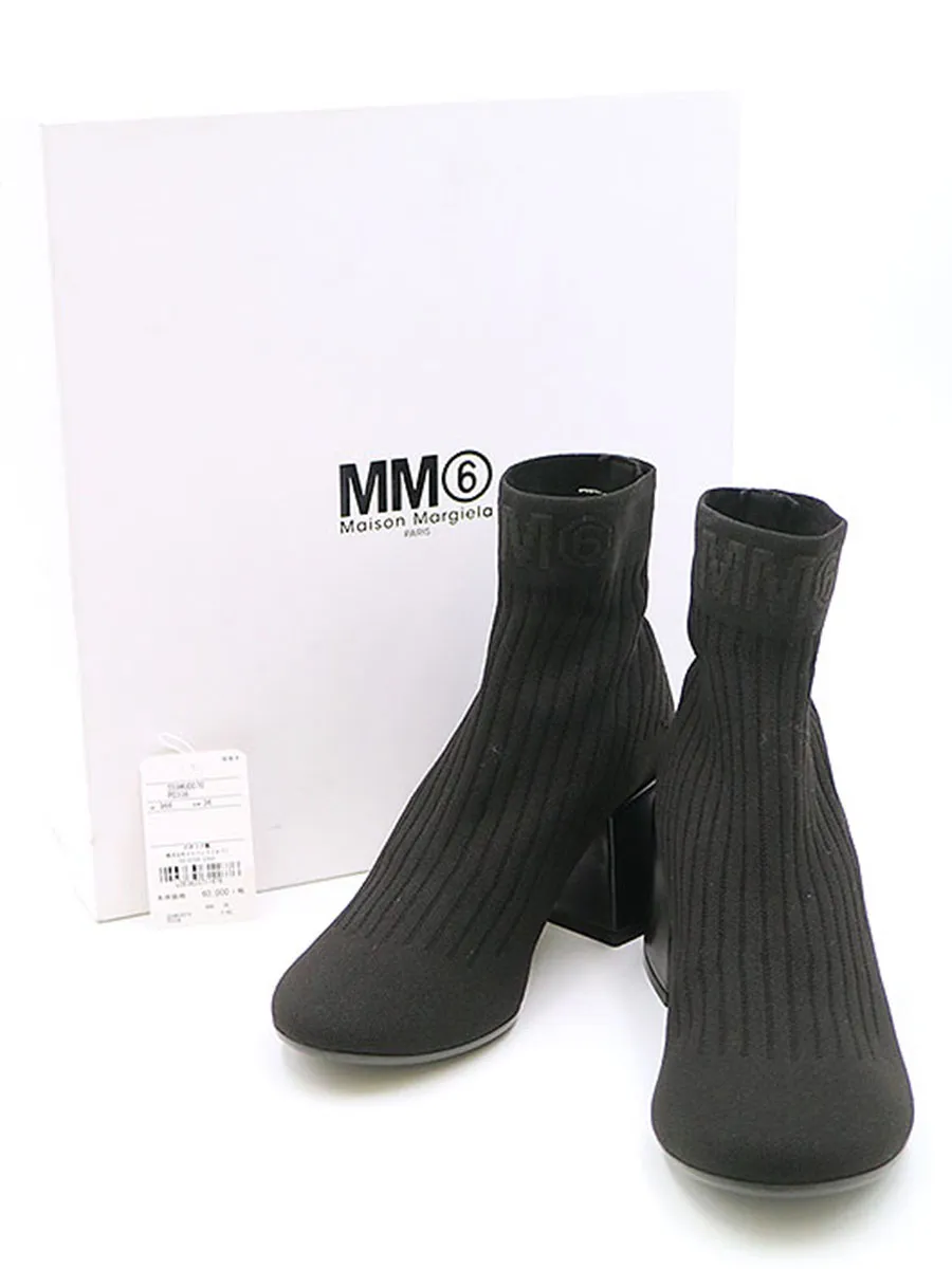 Maison Margiela MM6 18AW HEEL SOCK BOOTS ロゴニットソックブーツ