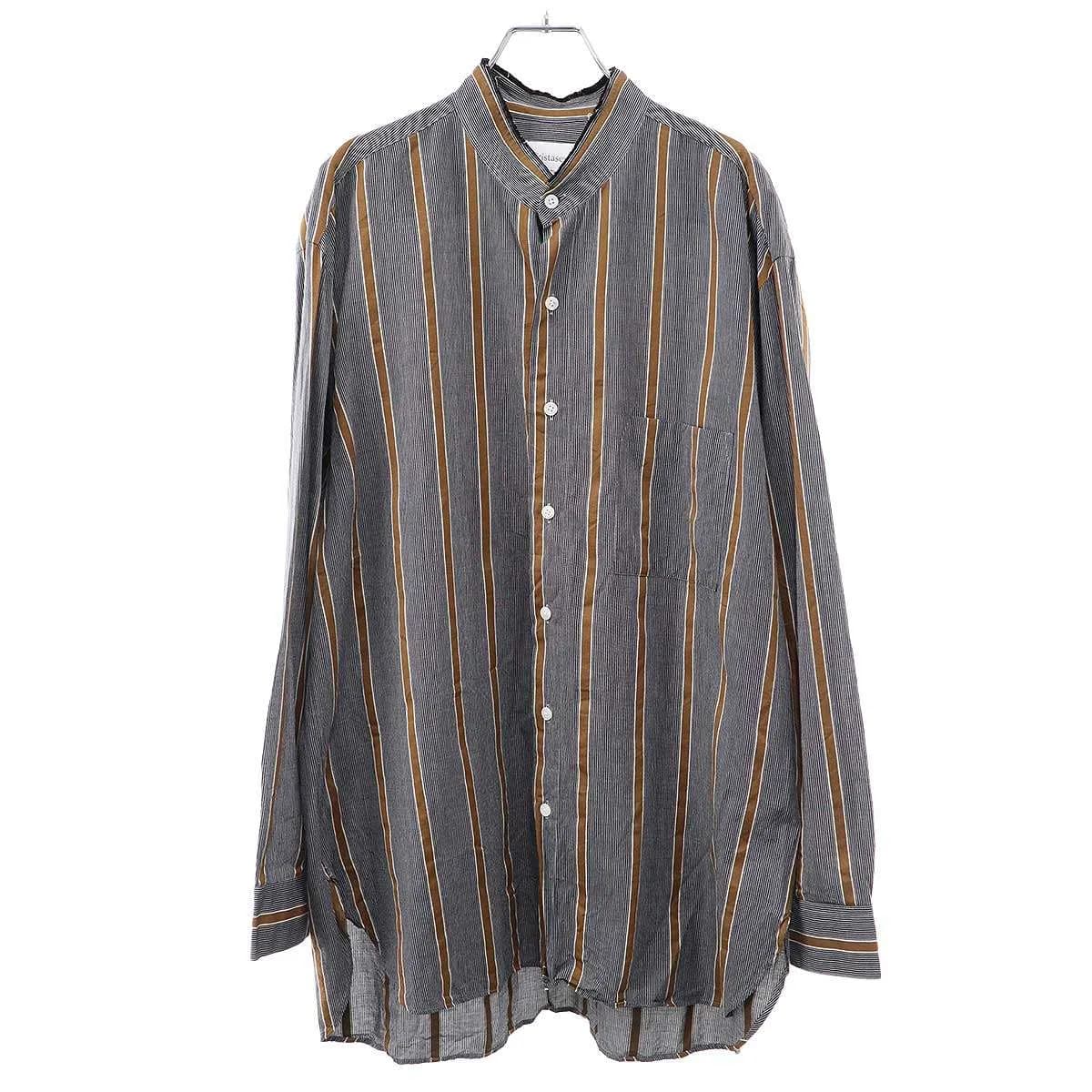 CristaSeya クリスタセヤ×サルヴァトーレ ピッコロ 24SS HANDMADE MENS SHIRT カットオフマオカラーストライプシャツ
