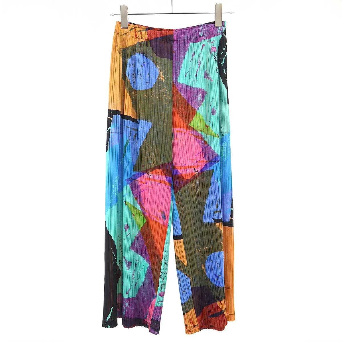 ISSEY MIYAKE プリーツプリーズ イッセイミヤケ 20AW ペイント柄 プリーツワイドパンツ PP03-JF694
