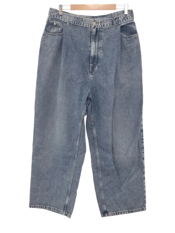 URU ウル 21AW COTTON DENIM TUCK PANTS ウォッシュ加工コットンデニムタックパンツ