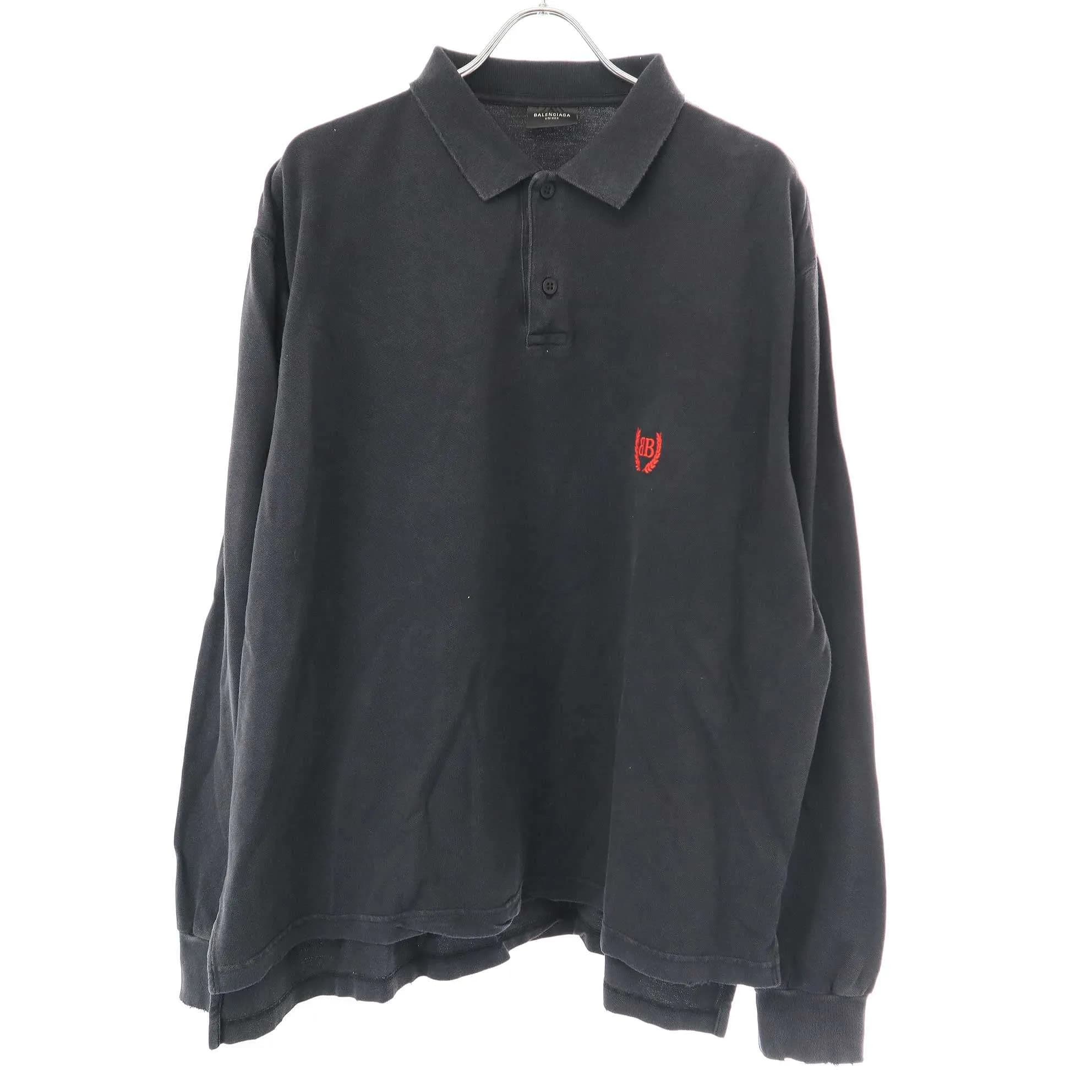 BALENCIAGA バレンシアガ 25SS Laurel Destroyed Polo Shirt ロングスリーブクラシックポロシャツ