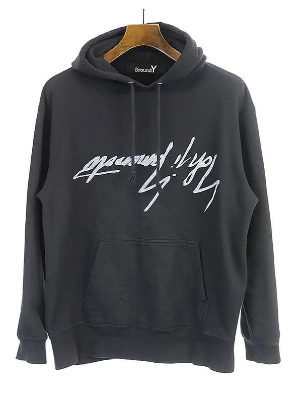 Yohji Yamamoto グラウンドワイ 17AW 逆さYY反転ロゴスウェットパーカー