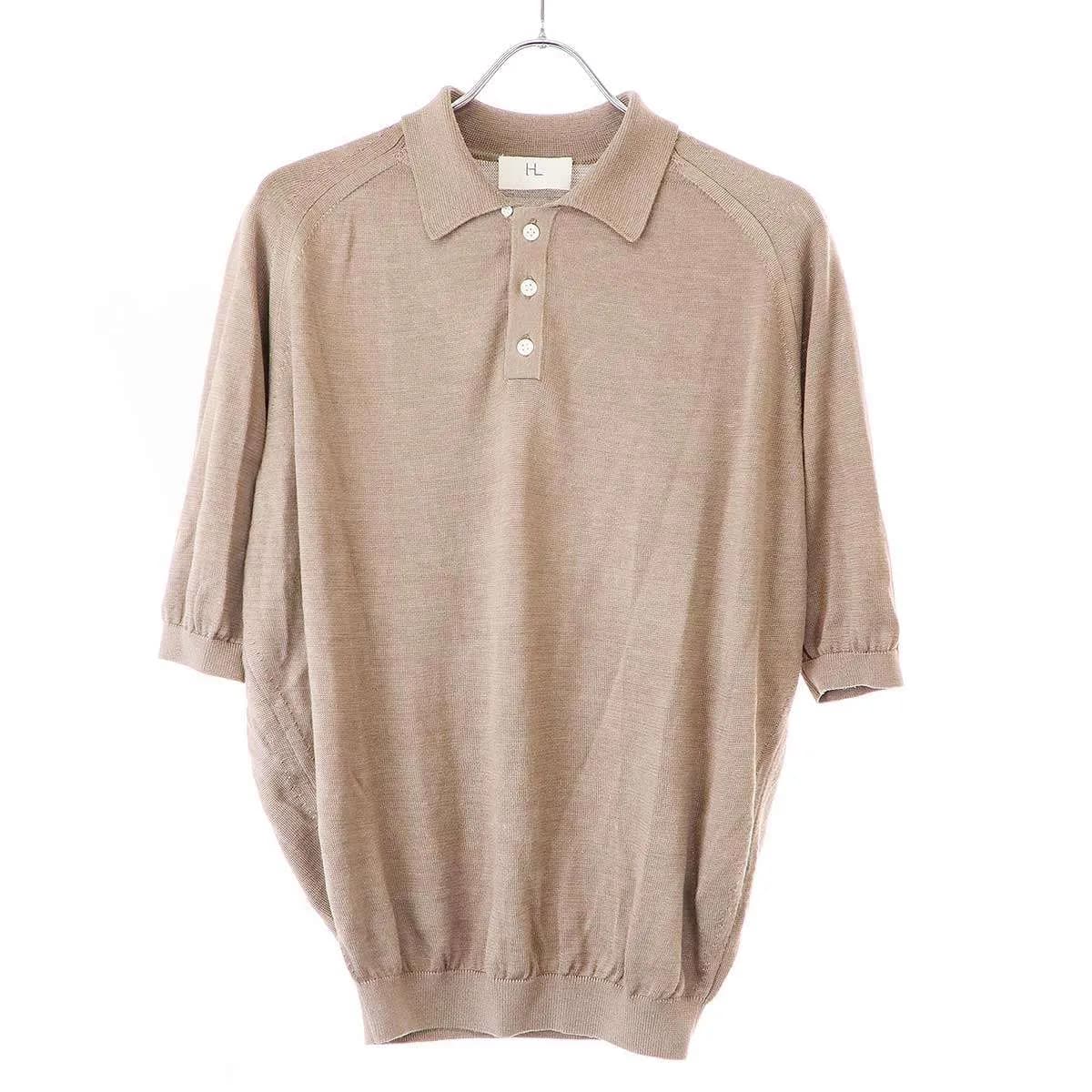 HERILL ヘリル SILK KNIT POLO SHIRTS ショートスリーブシルクニットポロシャツ ベージュ 2 20-080-8060-11 【中古】 IT8PN3RIRV5Y