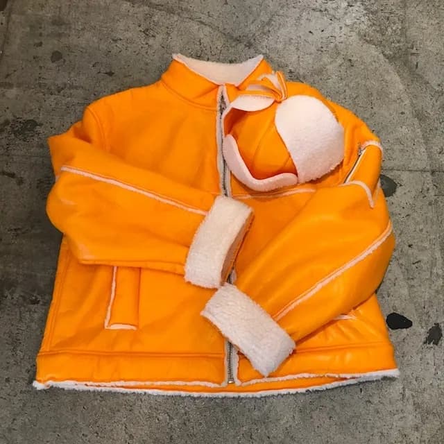 Gosha Rubchinskiy gosha rubchinskiy フェイクレザーボアジャケット フェイクレザーフライトキャップ