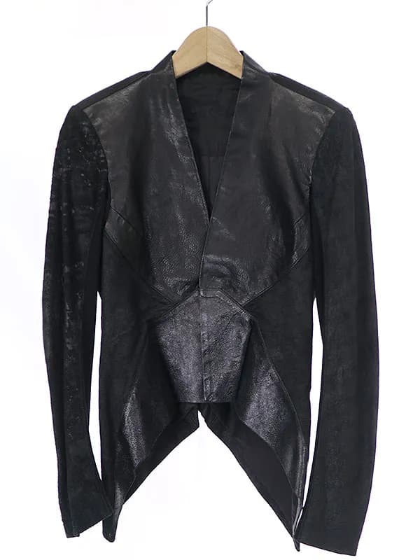 Rick Owens リックオウエンス 08SS ノーカラーレザー切替デザインジャケット