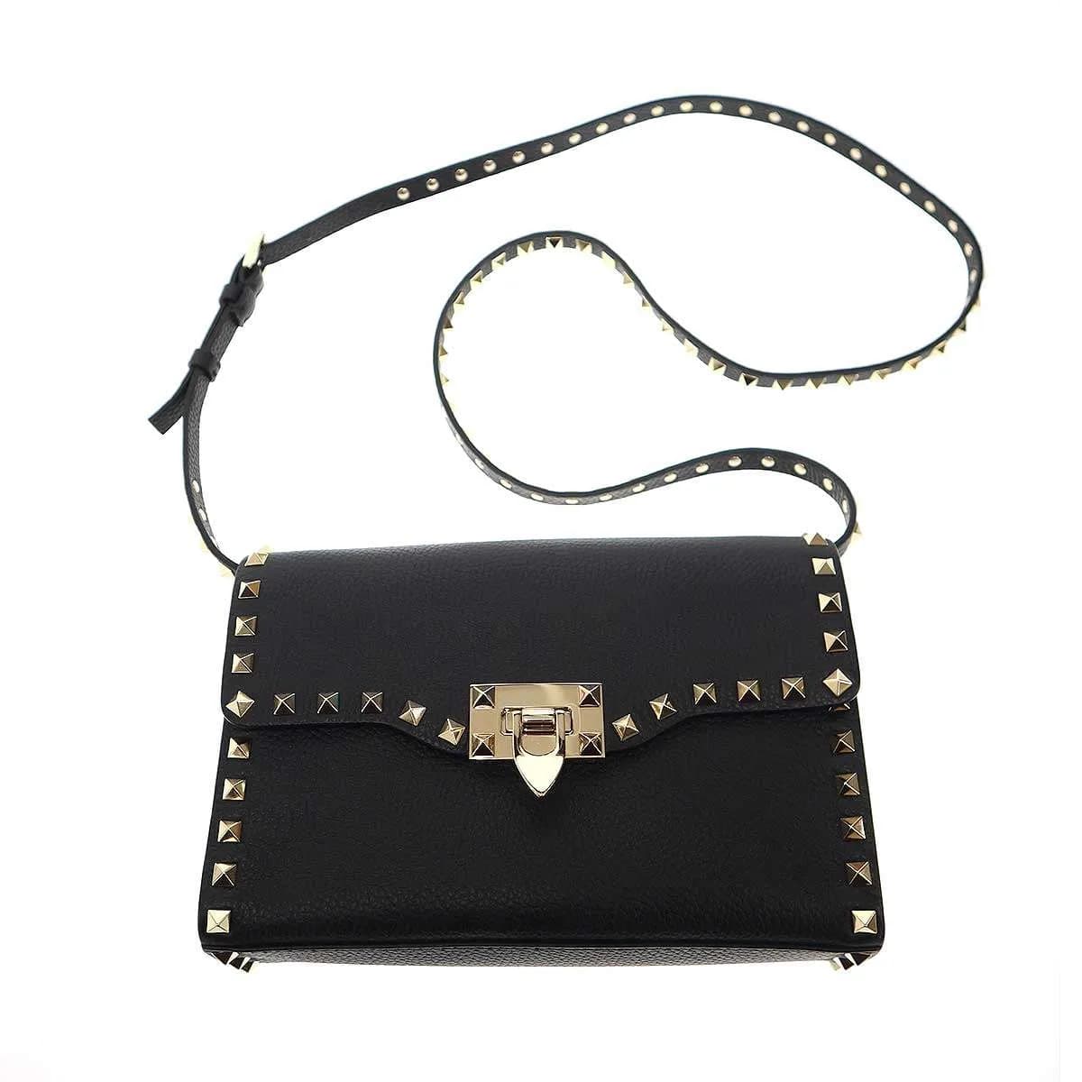 VALENTINO ヴァレンティノ ガラヴァーニ ロックスタッズレザーショルダーバッグ