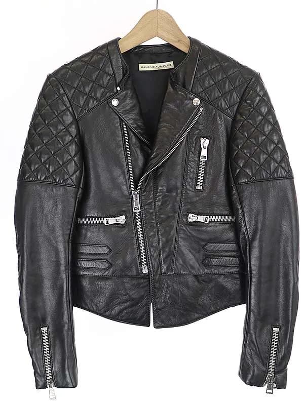 BALENCIAGA バレンシアガ 10AW ラムスキンダブルレザーライダースバイカージャケット