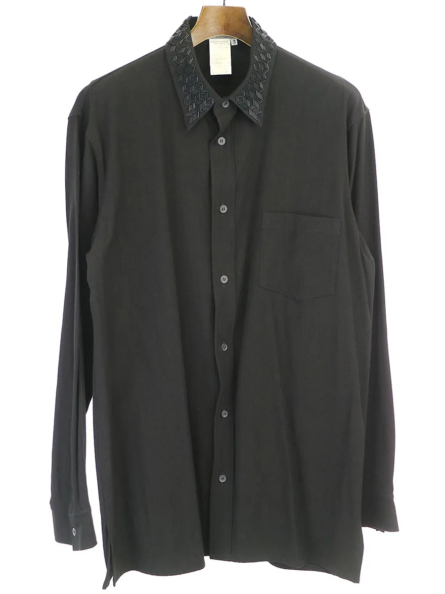 Yohji Yamamoto ヨウジヤマモト プールオム 2000AW ガラスカラーコットンウールロングシャツ