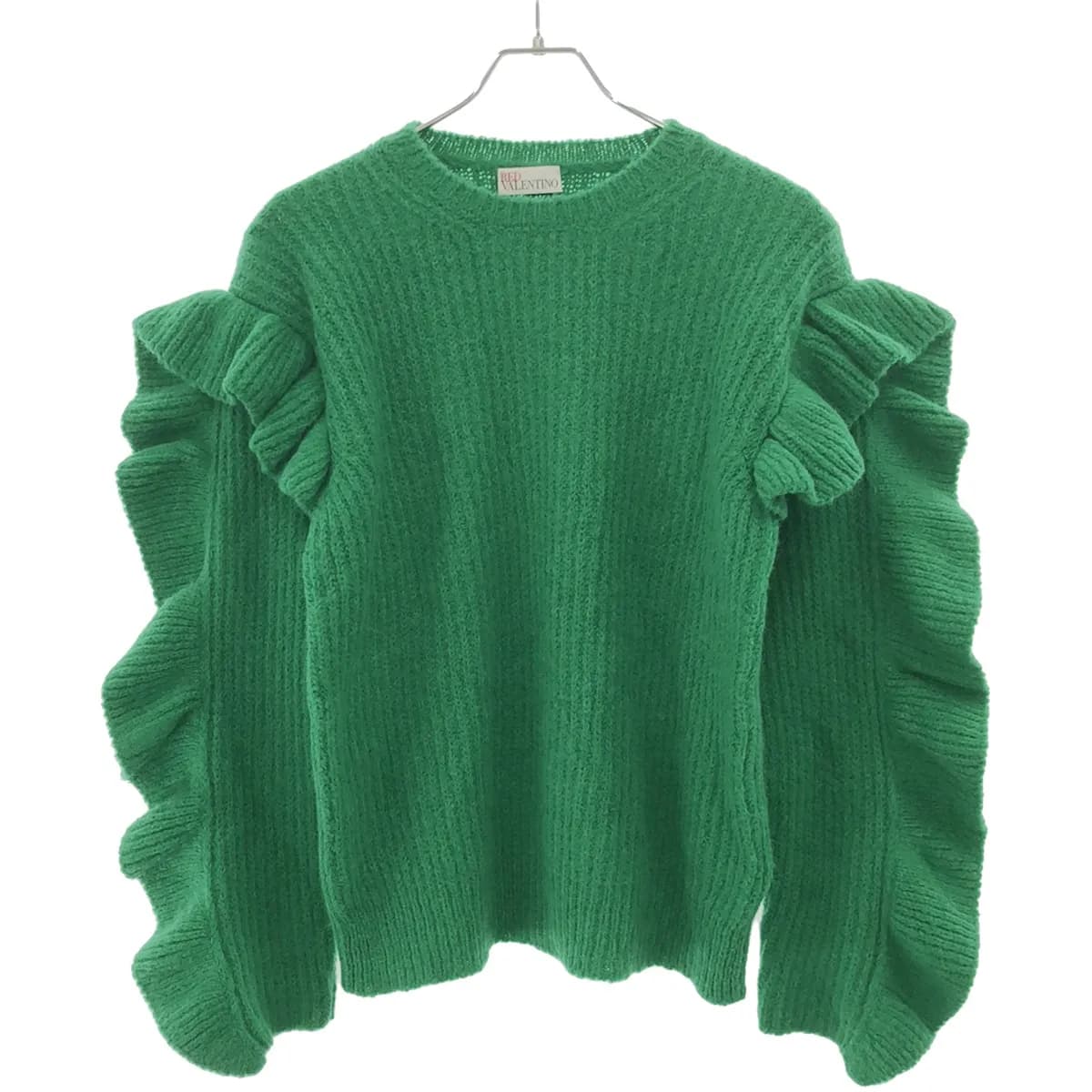 VALENTINO レッド ヴァレンティノ フリルアームニットセーター