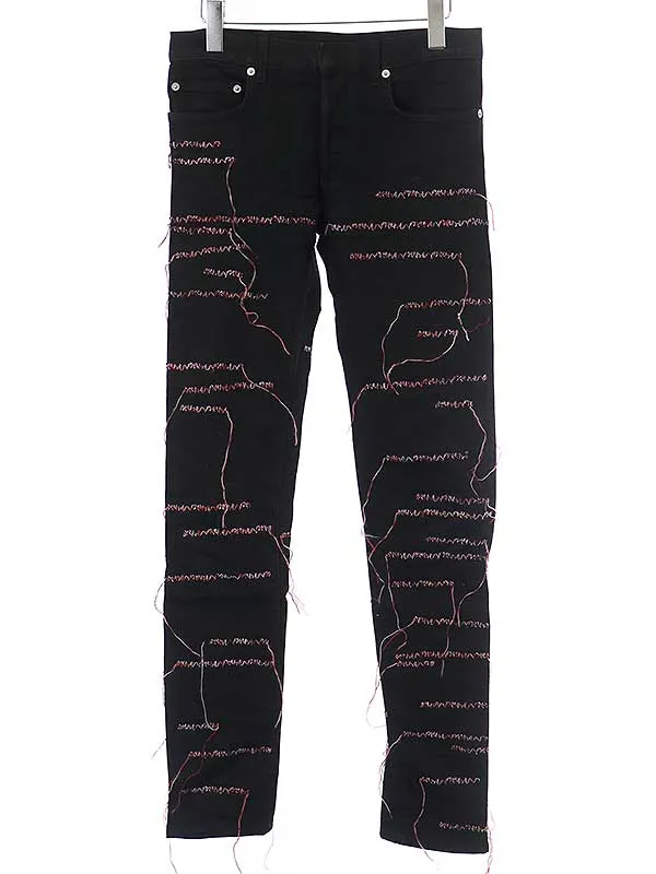 Dior HOMME ディオールオム 16AW ステッチ刺繍デザインデニムパンツ