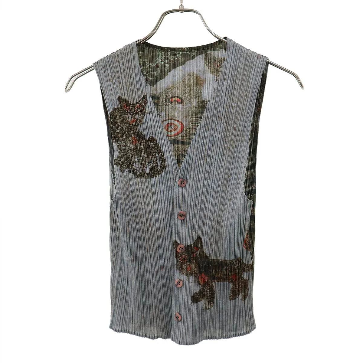 ISSEY MIYAKE プリーツプリーズ イッセイミヤケ 1998AW Tiger Cat Korean Folk Art Miwa 民画 虎 プリーツベスト PP83-JE750