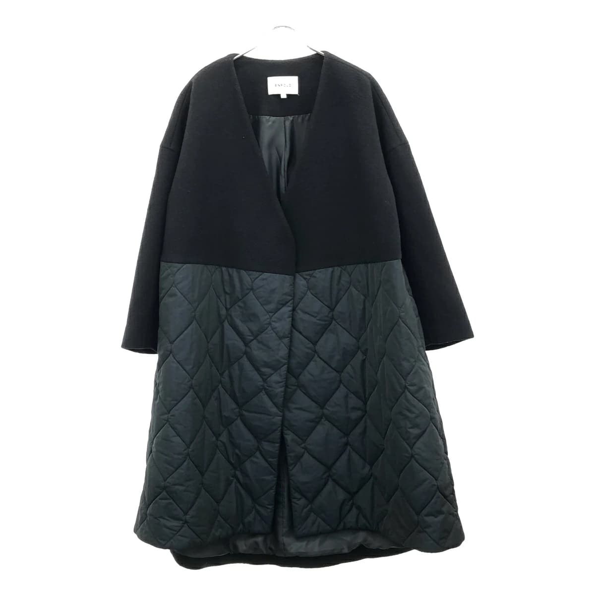 ENFOLD エンフォルド 18AW 圧縮ビーバーキルティングAラインコートノーカラーコート