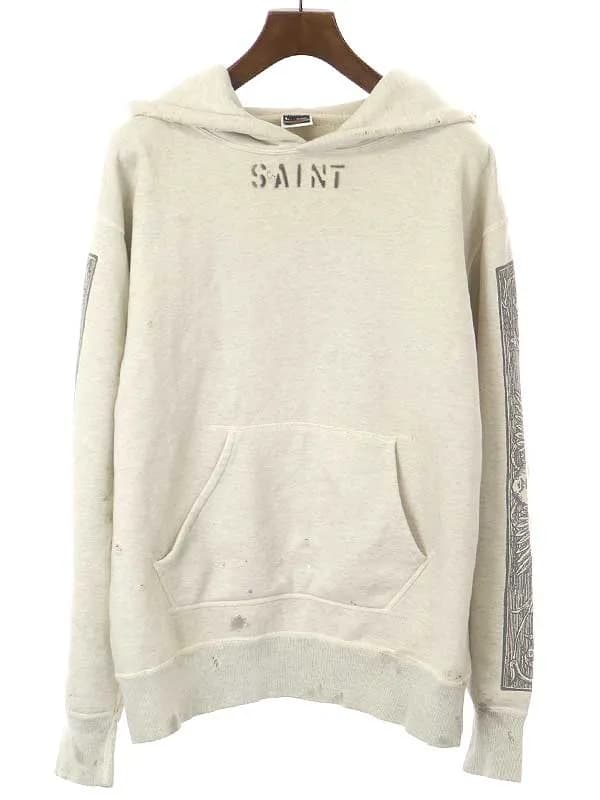 SAINT MICHAEL セントマイケル 23SS DENIM TEARS DT MURAL HOODIE ヴィンテージ加工プルオーバーパーカー