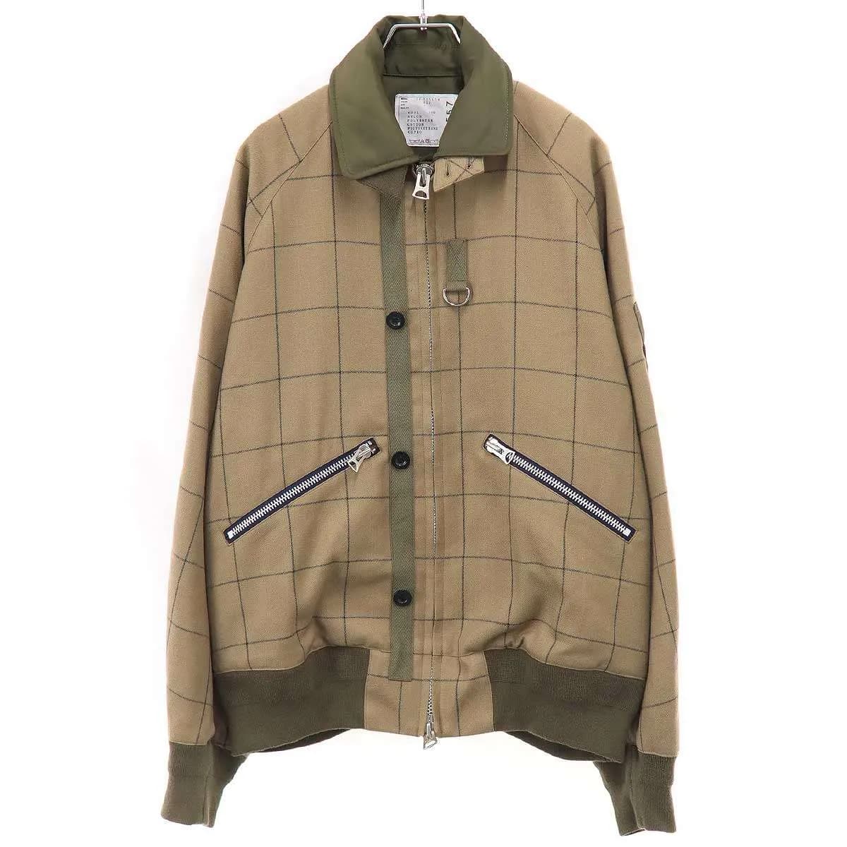 sacai サカイ 24AW Windowpane Blouson ジップアップジャケット