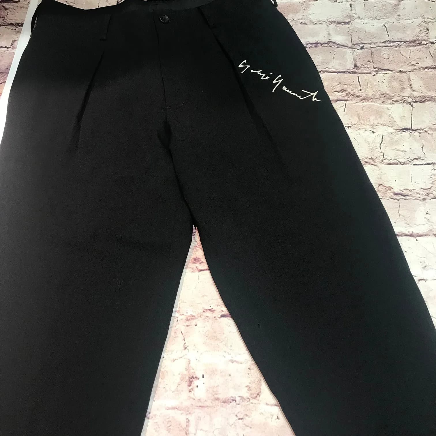 Yohji Yamamoto Yohji Yamamoto POUR HOMME 18AW 1990SS REPLICA シグネチャーロゴ刺繍ウールギャバジンスラックスパンツ