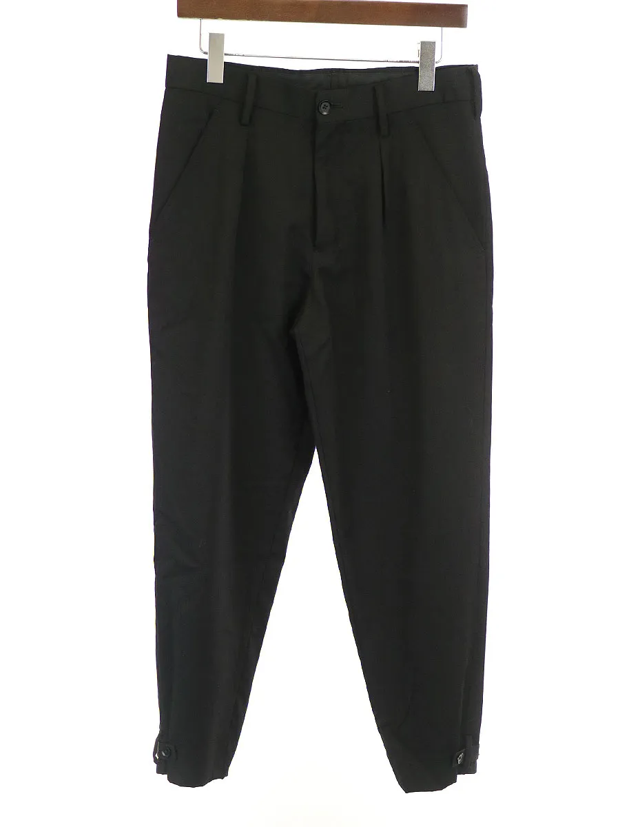 Yohji Yamamoto ヨウジヤマモトプールオム 15SS ウールギャバジン裾ボタンワイドテーパードパンツ