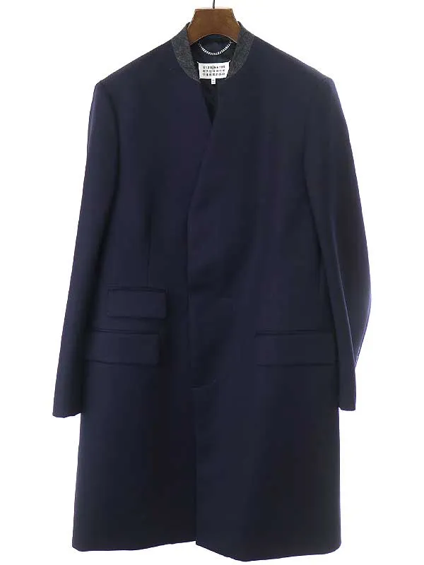 Maison Margiela メゾンマルタンマルジェラ4 21AW ノーカラーウールロングコート