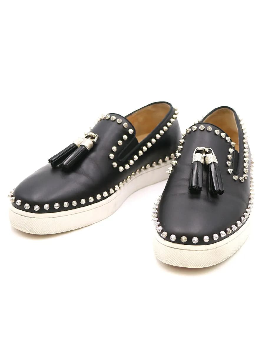 Christian Louboutin クリスチャンルブタン スパイクスタッズタッセル付きスリッポンスニーカー
