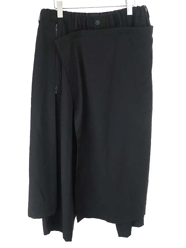 Yohji Yamamoto ヨウジヤマモト プールオム 21AW ウールシワギャバジンダブルラップパンツ