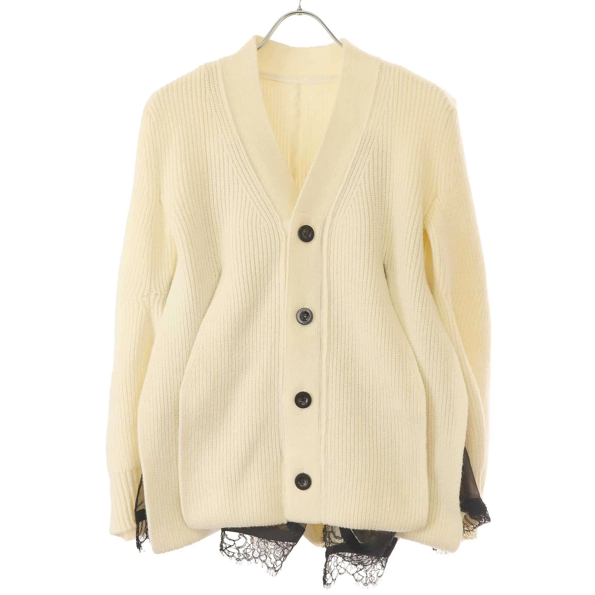 sacai サカイ 24AW Wool Knit Cardigan ウールニットレースカーディガン 24-07533