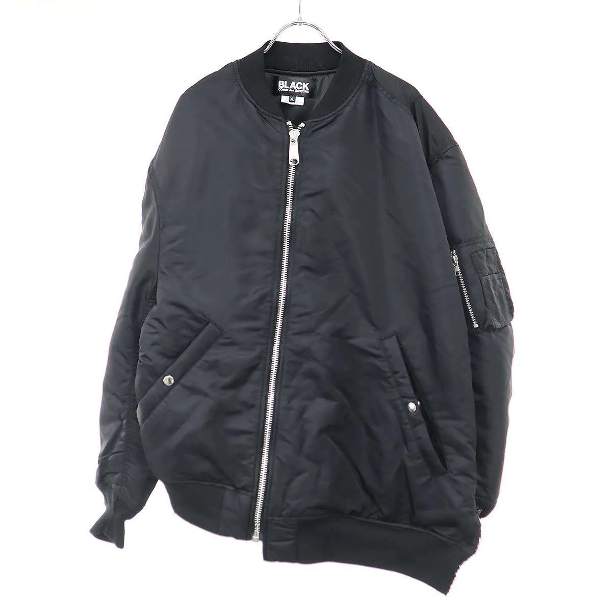 COMME des GARCONS ブラックコムデギャルソン 25AW アシンメトリーナイロンツイル MA-1ジャケット 1P-J011